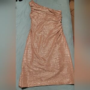 Connected Apparel Strapless Gold Dress